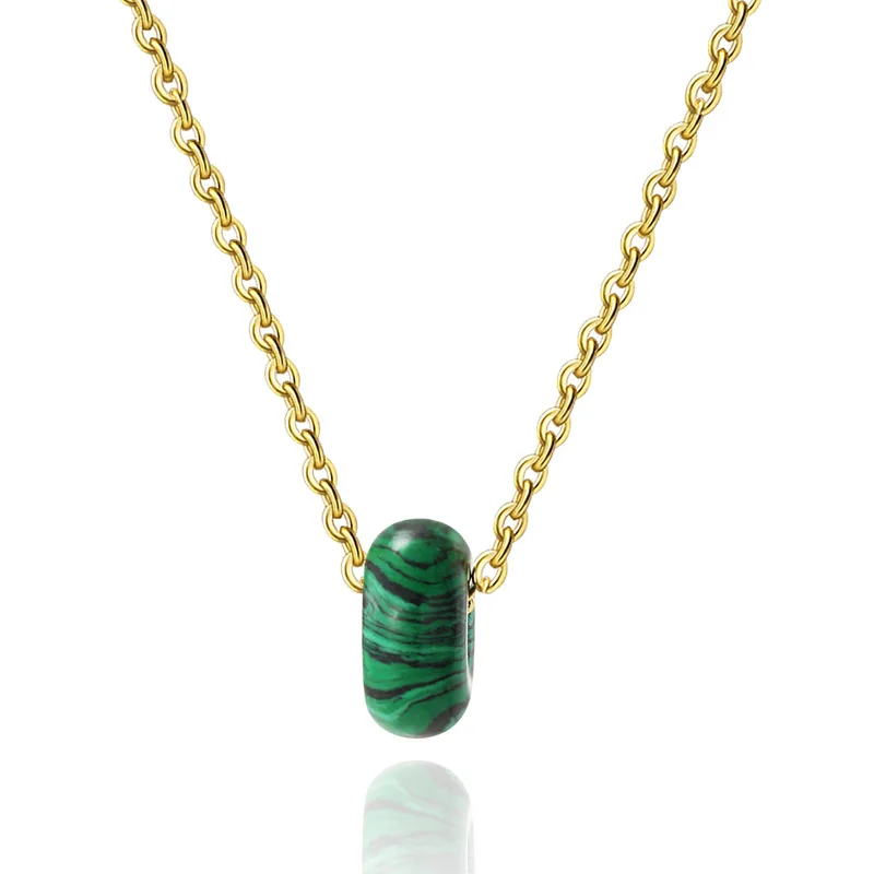 

European and American Ring Malachite Titanium Steel Necklace High-grade Elegant Female Stainless Steel Collarbone Chain