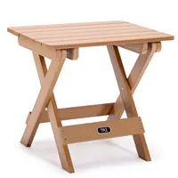 Portable Folding Side Table Square All-Weather and Fade-Resistant Plastic Wood Table Perfect for Outdoor Garden Beach