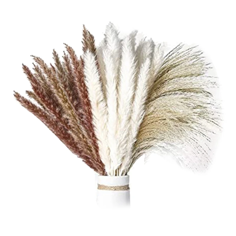 

60Pcs Natural Dried Pampas Grass -17.5Inch Fluffy Dry Pampas Bouquets For Home Decor Wedding Boho Flower Arrangement