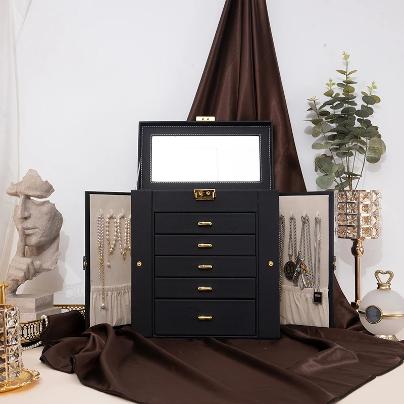 Multi Layer Jewelry Storage Box Organizer for Girl Earrings Large Capacity Jewelry Storage Box Earrings Display with Lock Gift