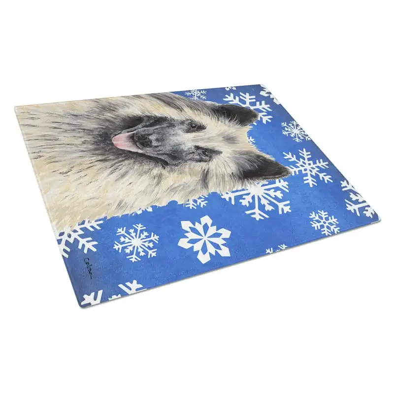 

Treasures SC9392LCB Belgian Tervuren Winter Snowflakes Holiday Glass Cutting Board Large, 12H x 16W,