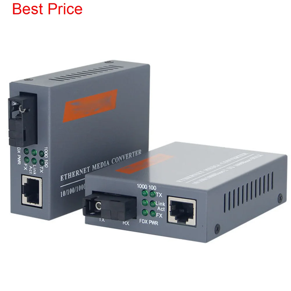 

20Pair/lot HTB-GS03 Gigabit Fiber Optical Media Converter 10/100/1000Mbps SingleMode SingleFiber SC Port 20KM External Power