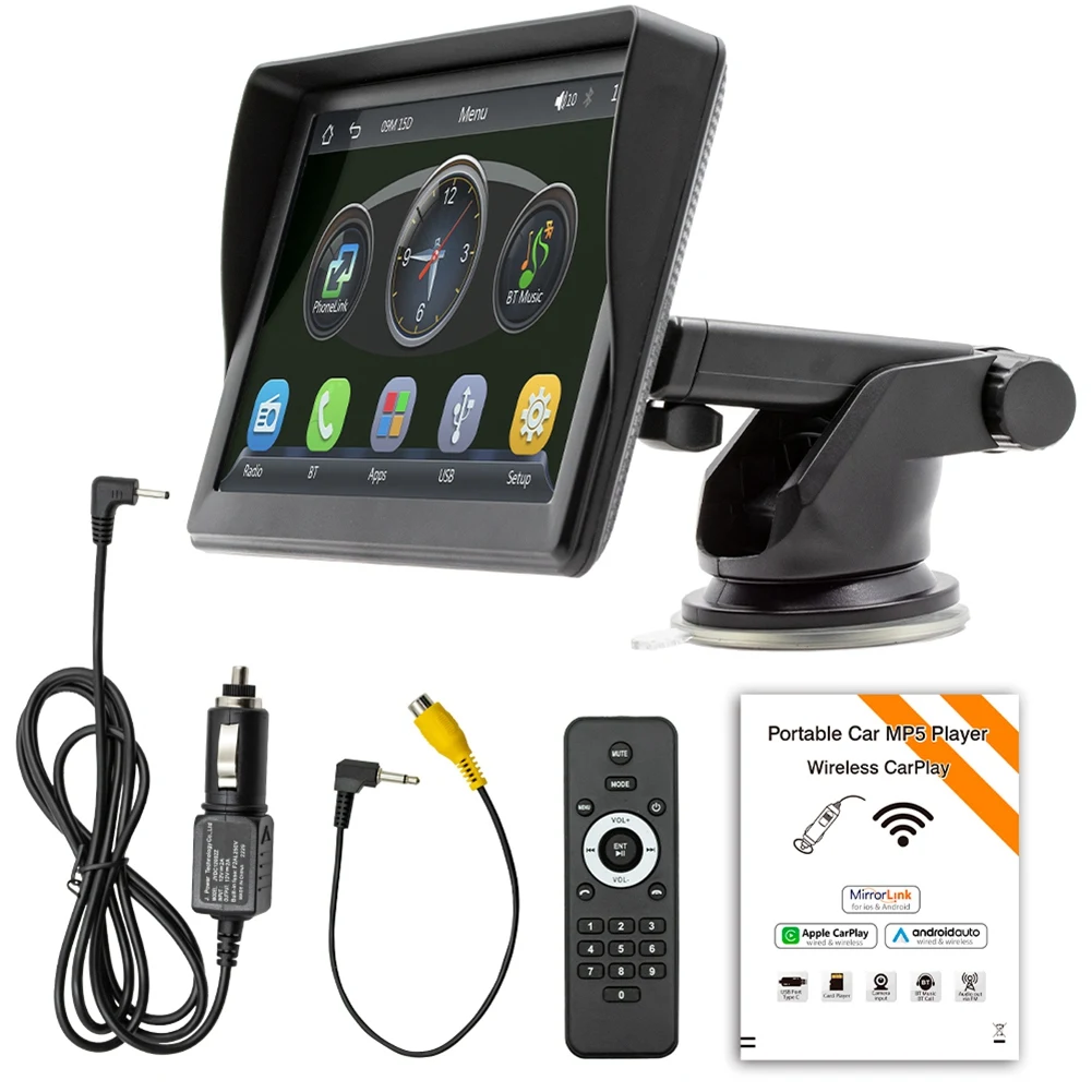 

7 Inch Radio Player Wireless CarPlay Android Auto Touch Screen for BYD ATTO 3 2022 2023 for Toyota Hilux with Sun Visor