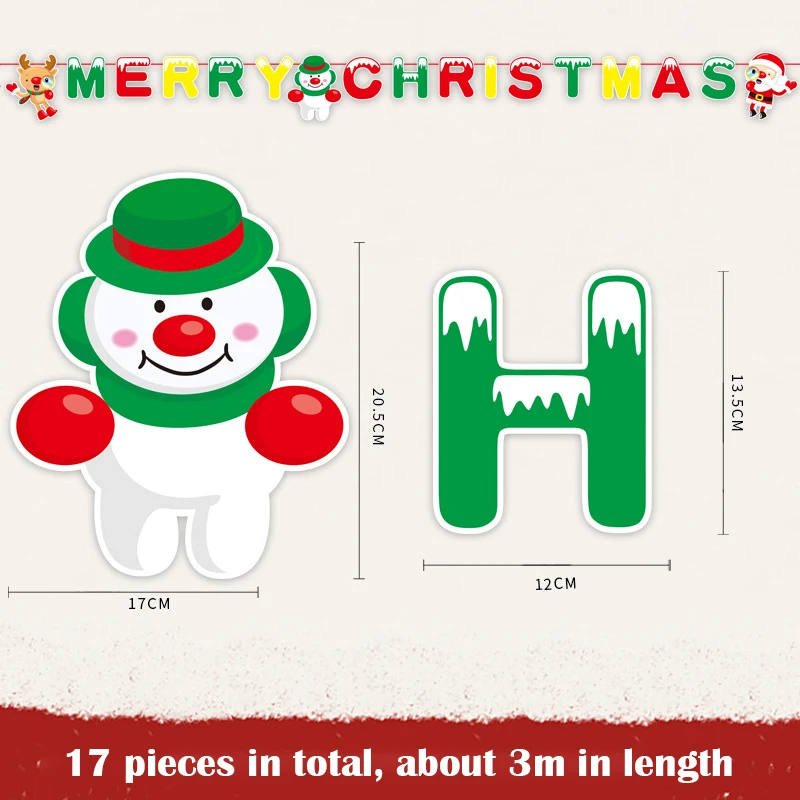 

Christmas Decorations Cartoon Flag Christmas Hanging Paper Colored Flag
