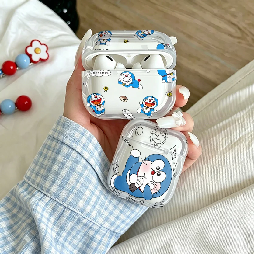 Фото Милый 3D-чехол Doraemon из мягкого полупрозрачного силикона для Airpods 4 3 Pro 2 1, защитный чехол для беспроводных наушников Pro2 №2