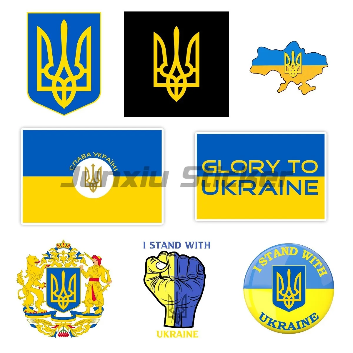 

Наклейка с флагом Украины, карта с трезубцами, Украинская наклейка на бампер, заднее окно, ноутбук