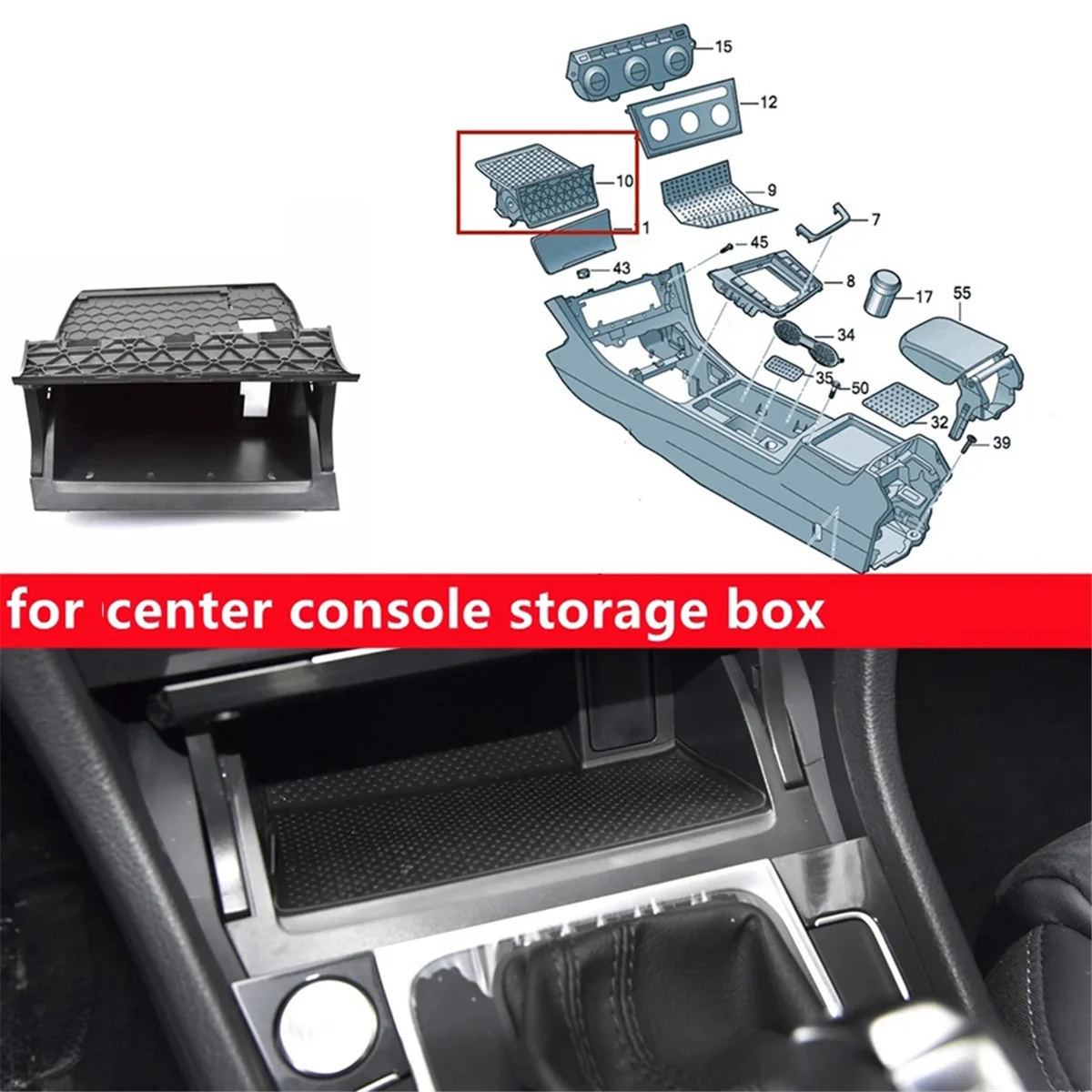 Контейнер для хранения центральной консоли автомобиля 5GG863391 VW Golf MK7 5GG 863