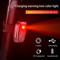 bicycle rear light usb rechargeable waterproof bike light for mtb helmet pack bag two color cycling tail light bike accessories