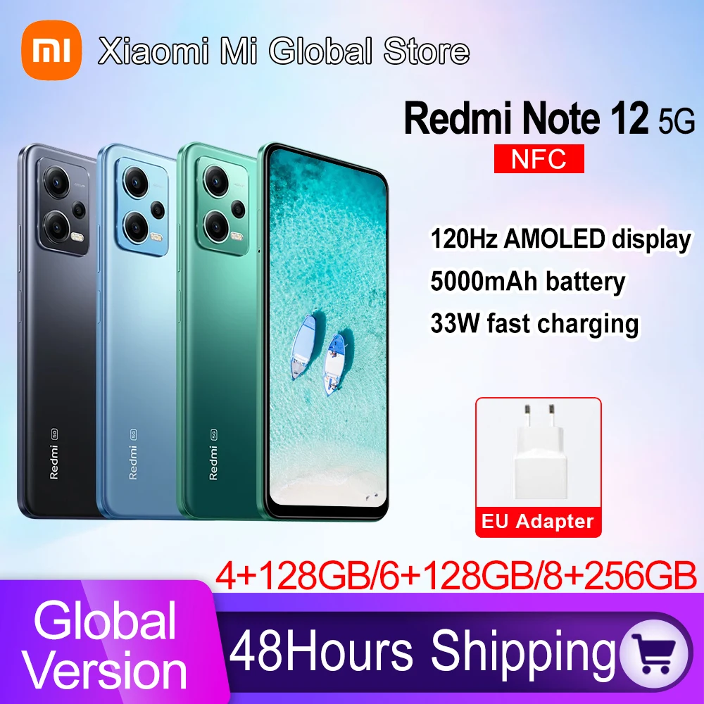 Xiaomi Redmi Note 12 5G Smartphone Global Version 128GB/256GB NFC  6.67" Snapdragon® 4 Gen 1 120Hz AMOLED 33W Fast Charging