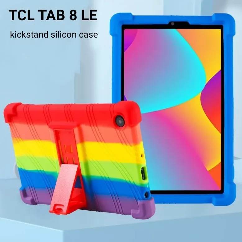 

4 Thicken Cornors Shockproof Silicon Cover For TCL Tab 8 LE Case Kids Safety 8" Tablet PC Protective Shell with Rear Kickstand