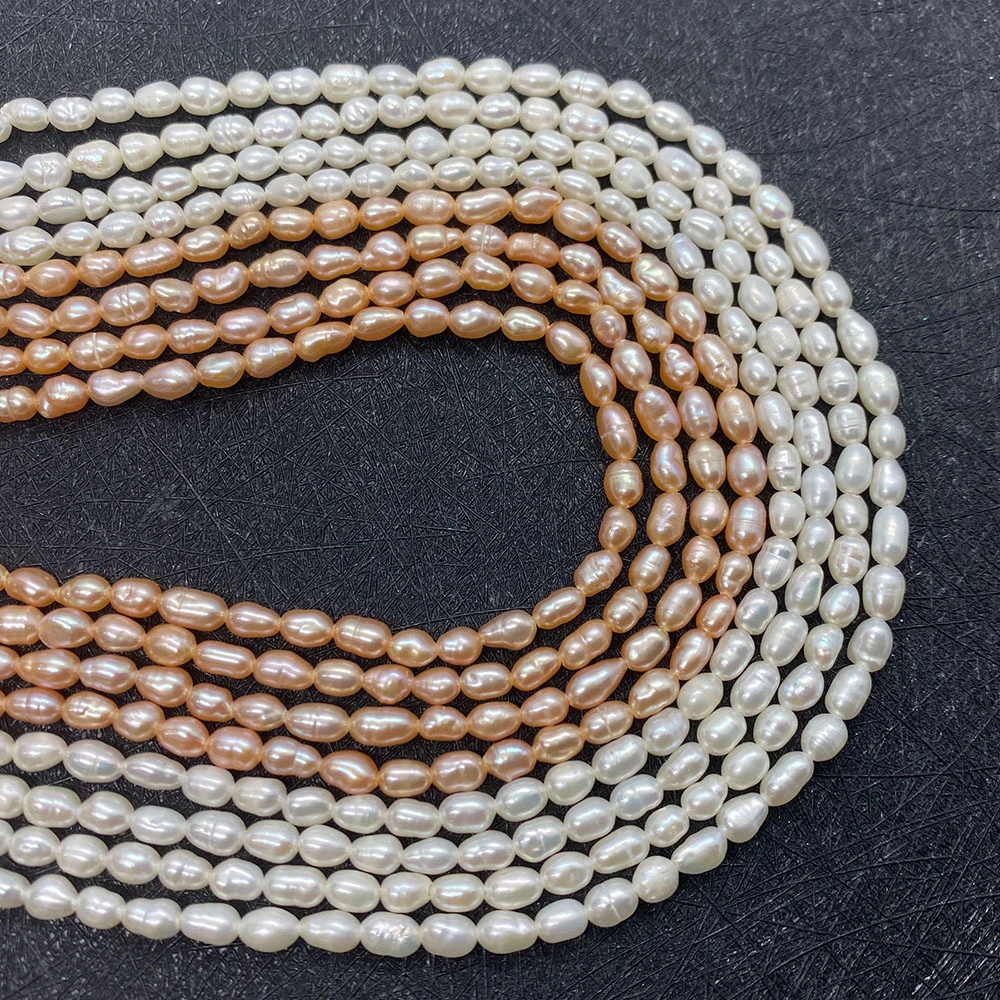 

100% Natural Freshwater Pearl Beads Grade A With Thread Rice Shape Pearls For Jewelry Making DIY Necklace Bracelet Accessories