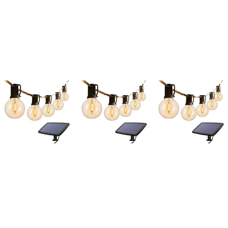 

Hot 3X G40 Solar Powered Led Lights 18Ft Outdoor Patio Globe String Lights Bistro Yard Decoration 1.5W 10 Bulbs