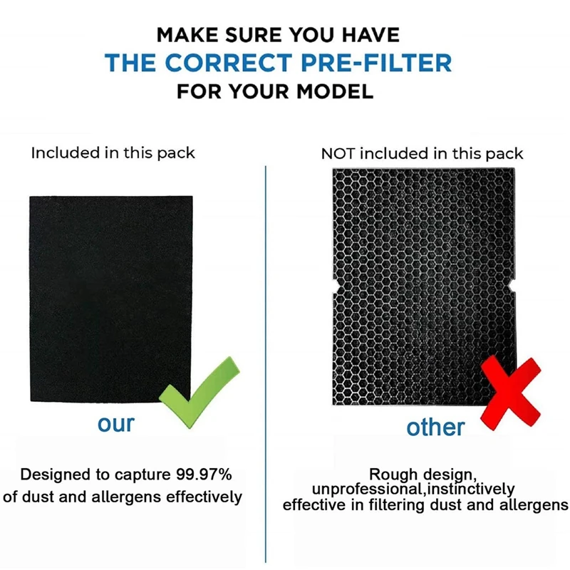 2 углеродных фильтра HEPA + 4 подходят для очистителей воздуха Honeywell HPA100 и HPA090 HPA094 HPA104