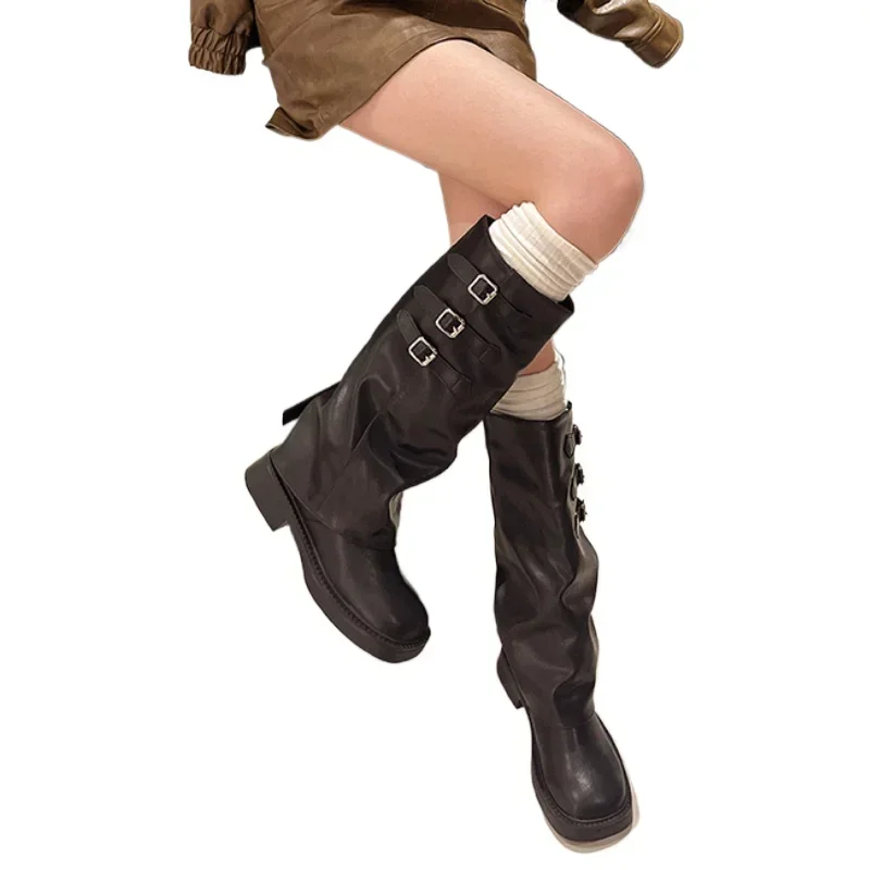 Новые зимние женские ботинки 2024 модные однотонные высокие сапоги высокого