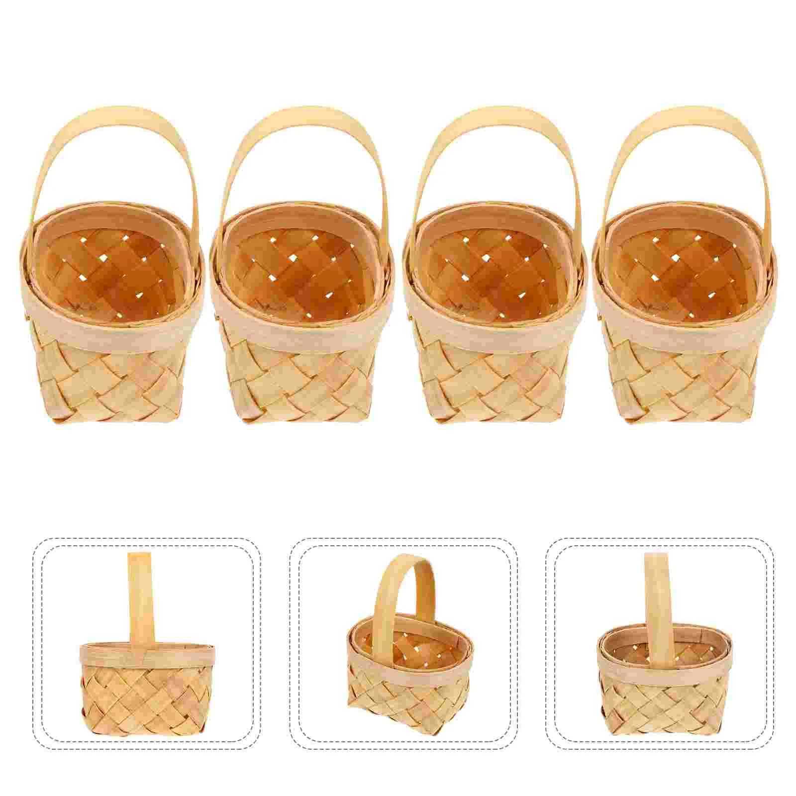 

4pcs Delicate Wood Baskets Beautiful Woven Baskets Premium Hanging Baskets