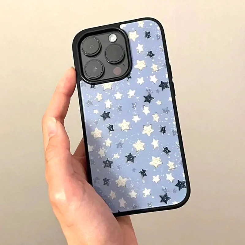 

Vintage Blue Star Phone Case for IPhone 14 11 12 13 Pro Max Korean INS Style Cute Phone Case for IPhone XR XS MAX