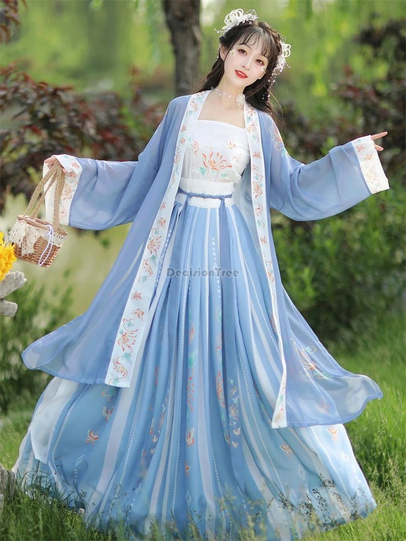 2024 sweet gentle fairy gradient dress chinese style song made exquisite embroidery hanfu dainty ancient dance