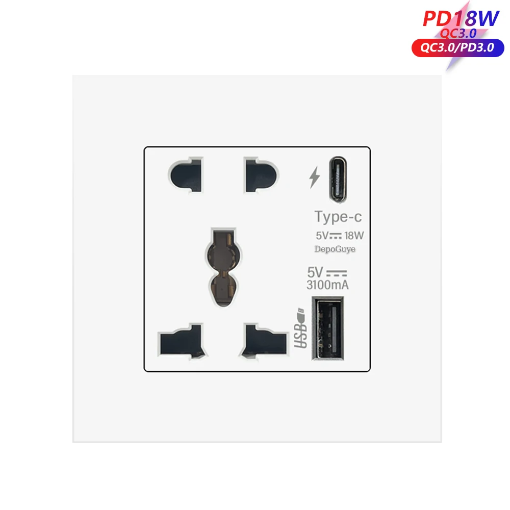 Универсальная розетка Dani 18Вт с USB Type-C