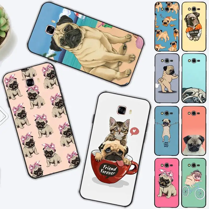 

Cartoon Cute Pug Dog Phone Case for Samsung J 2 3 4 5 6 7 8 prime plus 2018 2017 2016 core