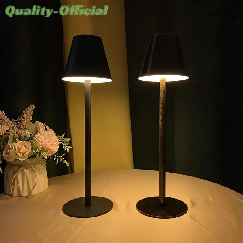 Nordic Iron Bar Table Lamp Touch Sensor Dimming Cordless Desk Lamp Rechargeable LED Bedside Lamp for Restaurant Coffee Decor