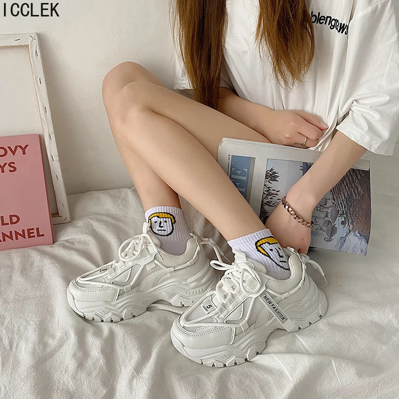 Женские Дизайнерские кроссовки на платформе Нескользящая дышащая светильник
