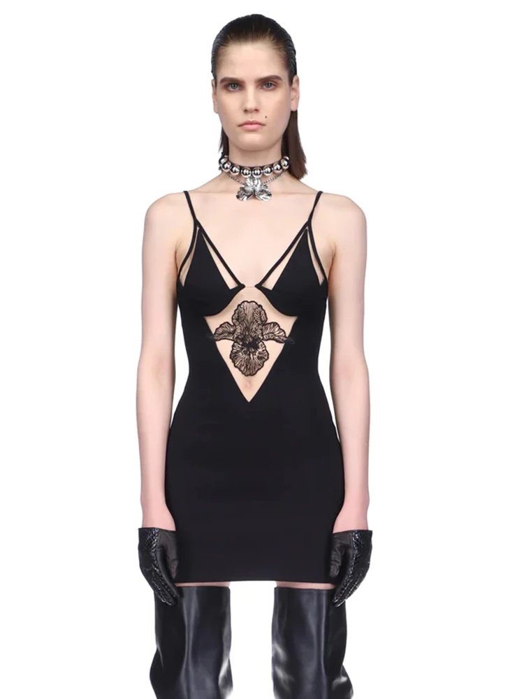 

Женское облегающее мини-платье с V-образным вырезом, без рукавов