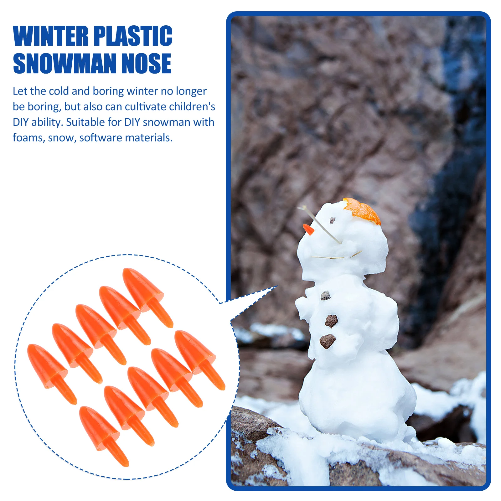 200 шт. снеговик нос зимние пластиковые рождественские поделки DIY уличные