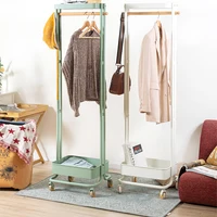 Modern Metal Clothes Rack On Wheels Standing Floor Bedroom Hall Coat Rack Place Saving Free Shipping Perchero Pared Furniture