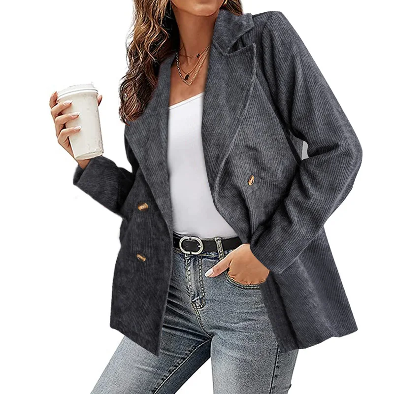 

Spring 2022 New Solid Color Jacket with Loose Lapel Blazer for Women