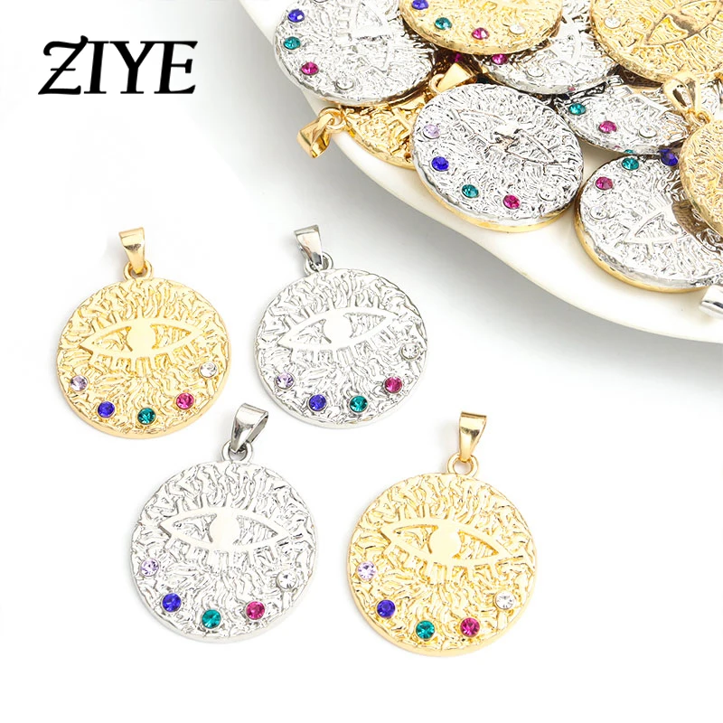 

2pcs Alloy Evil Eye Charms Birthday Stones Evil Colorful Round Pendant for Jewelry Making DIY Earring Necklace Accessories Gifts