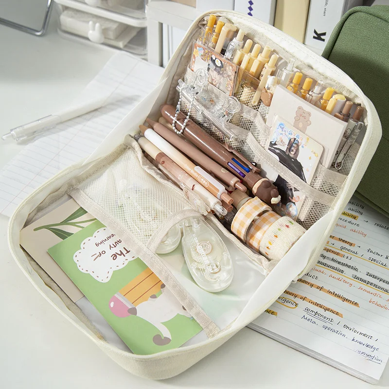 

Large Capacity Pencil Bag Aesthetic School Pencil Box Kawaii Stationery Pen Case Zipper Pencil Pouch Kids School Supplies