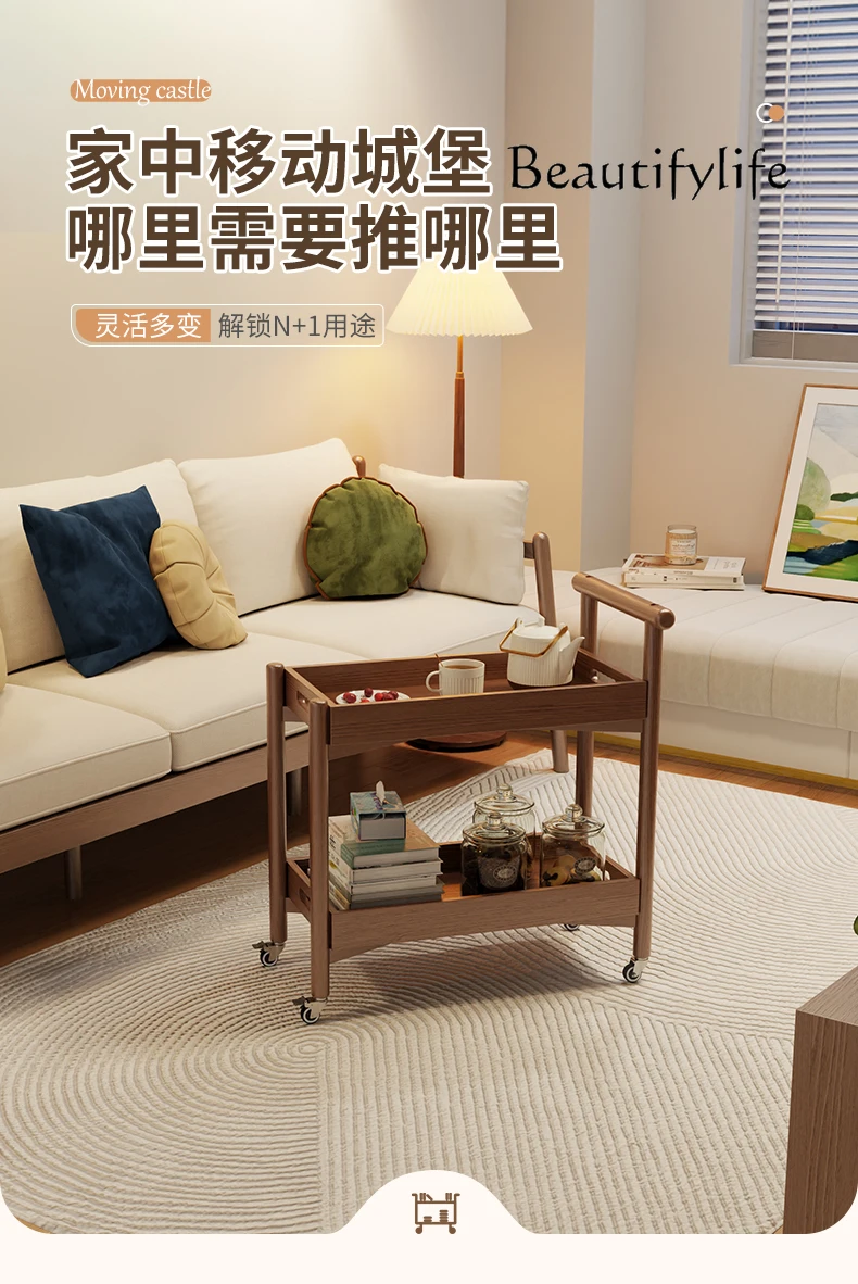 z litego drewna stolik boczny na kółkach mobilny kawowy Sofa szafka boczna półka do salonu jadalnia strona