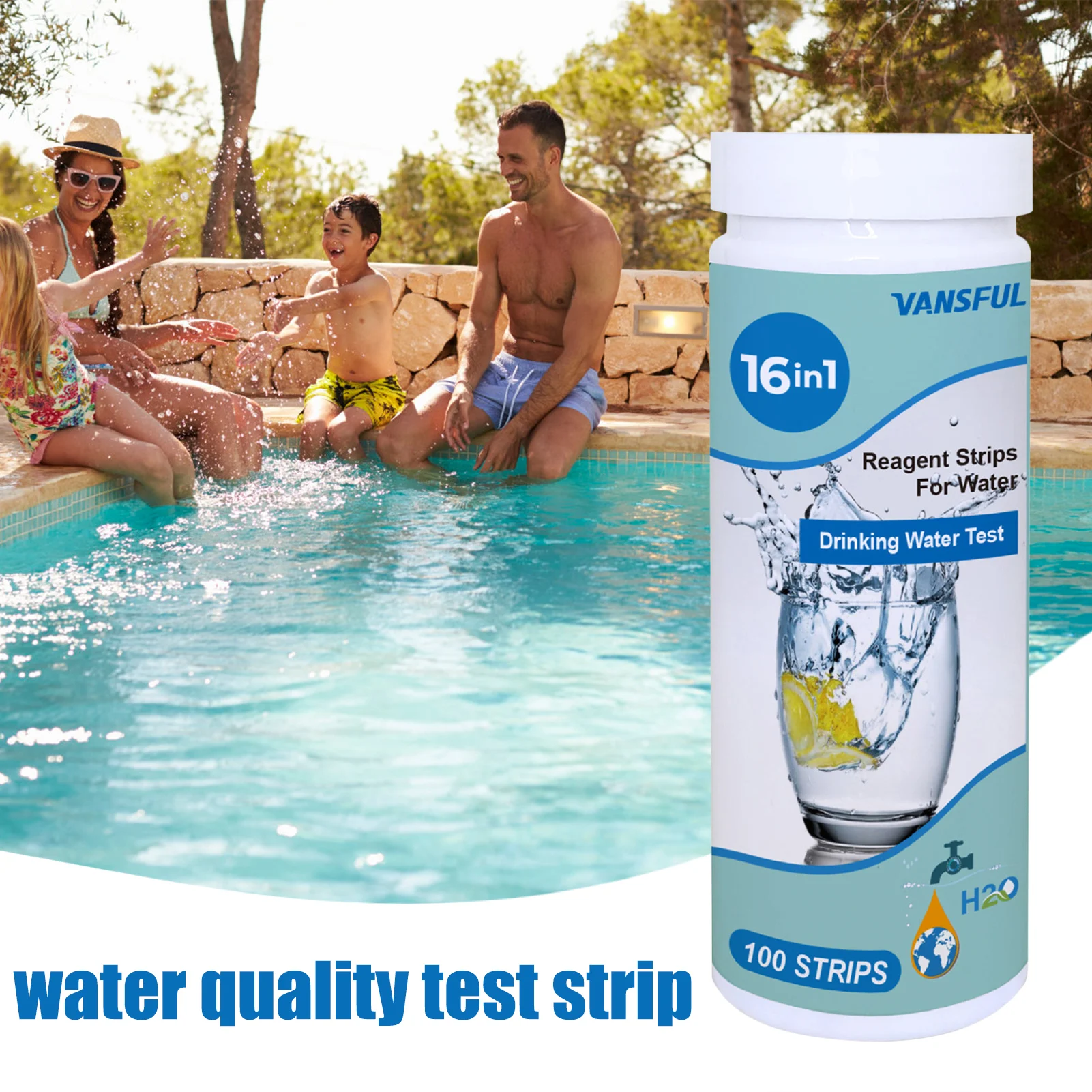 

16-in-1 Swimming Pool Spa Ph Test Paper Chlorine Ph Value Alkalinity Hardness Test Strips Water Quality Test Kitchen Household