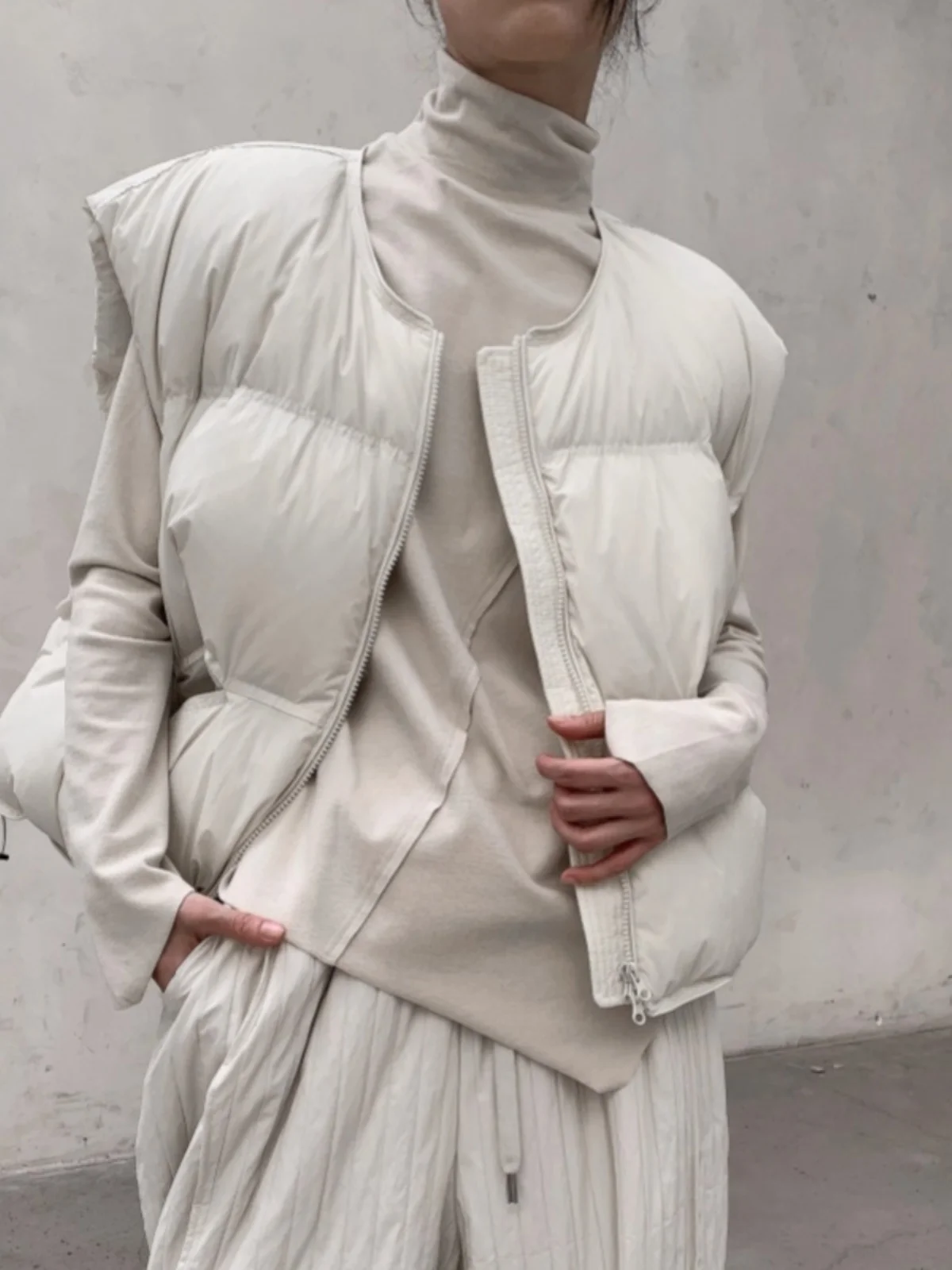 Design Sense Yamamoto Yaosi Idle Sle All-Match Loose Warm down Vest Women Autumn and Winter Black Waistcoat Outerwear