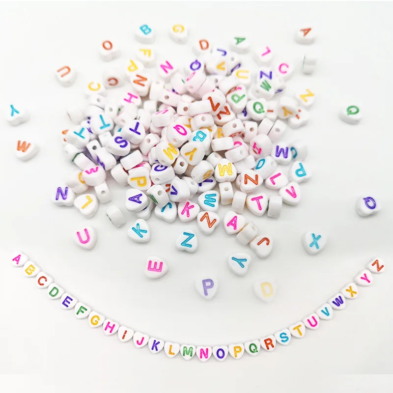 

100pcs/pack 4x7mm Acrylic Beads, Alphabet Letter Beads Spacer Loose Beads for Necklace DIY Bracelet, Necklaces, Key Chains