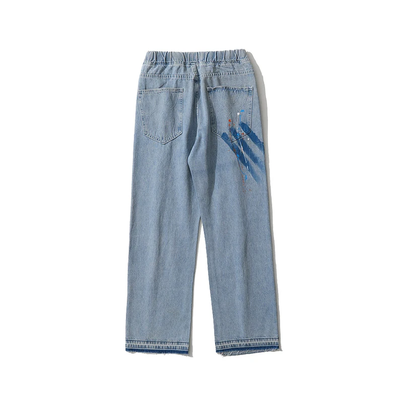 Four Seasons Men Painted Street Jeans Men's Loose Casual Denim Trousers Hip Hop Harajuku Designer Pants Streetwear Ins Hot Sale