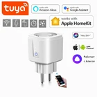 Умная розетка светодиодная Tuya с Wi-Fi и евровилкой, для Apple Homekit