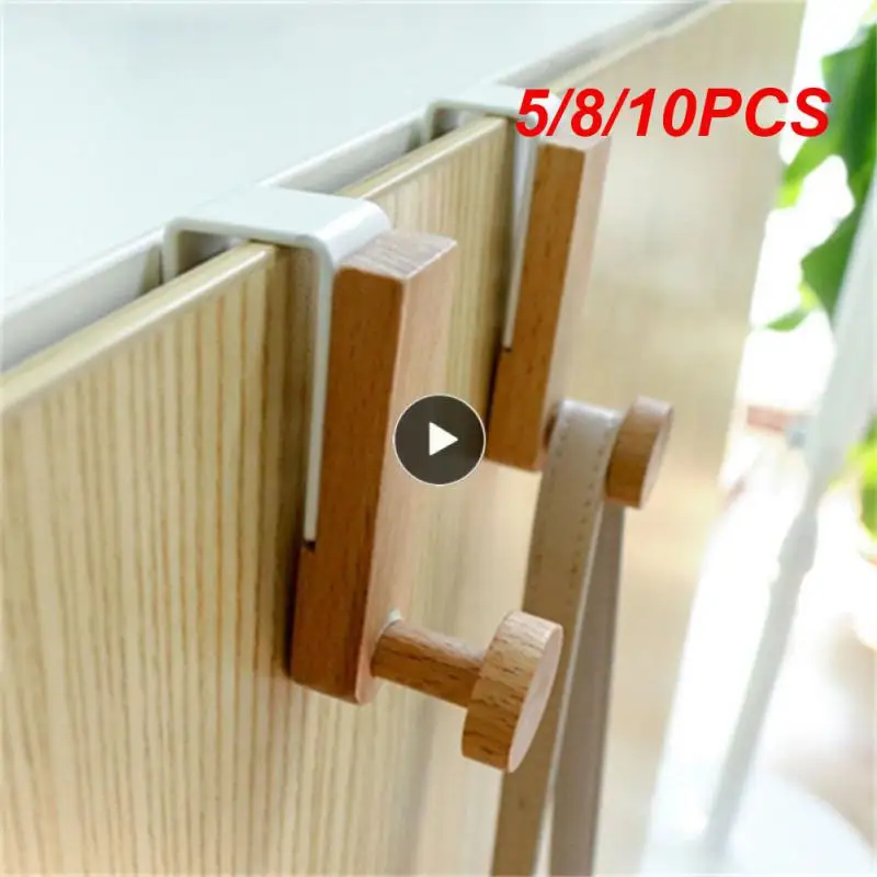 

5/8/10PCS Durable Iron Wooden Rack Sturdy Structure Kitchen Cabinet Hook Nail-free And Punch-free Design Anti-deform