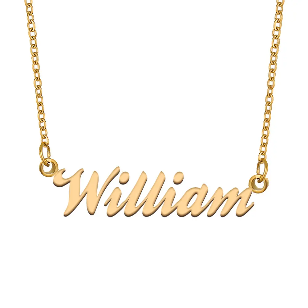 

William Name Necklace for Women Stainless Steel Jewelry Gold Plated Nameplate Chain Pendant Femme Mothers Girlfriend Gift