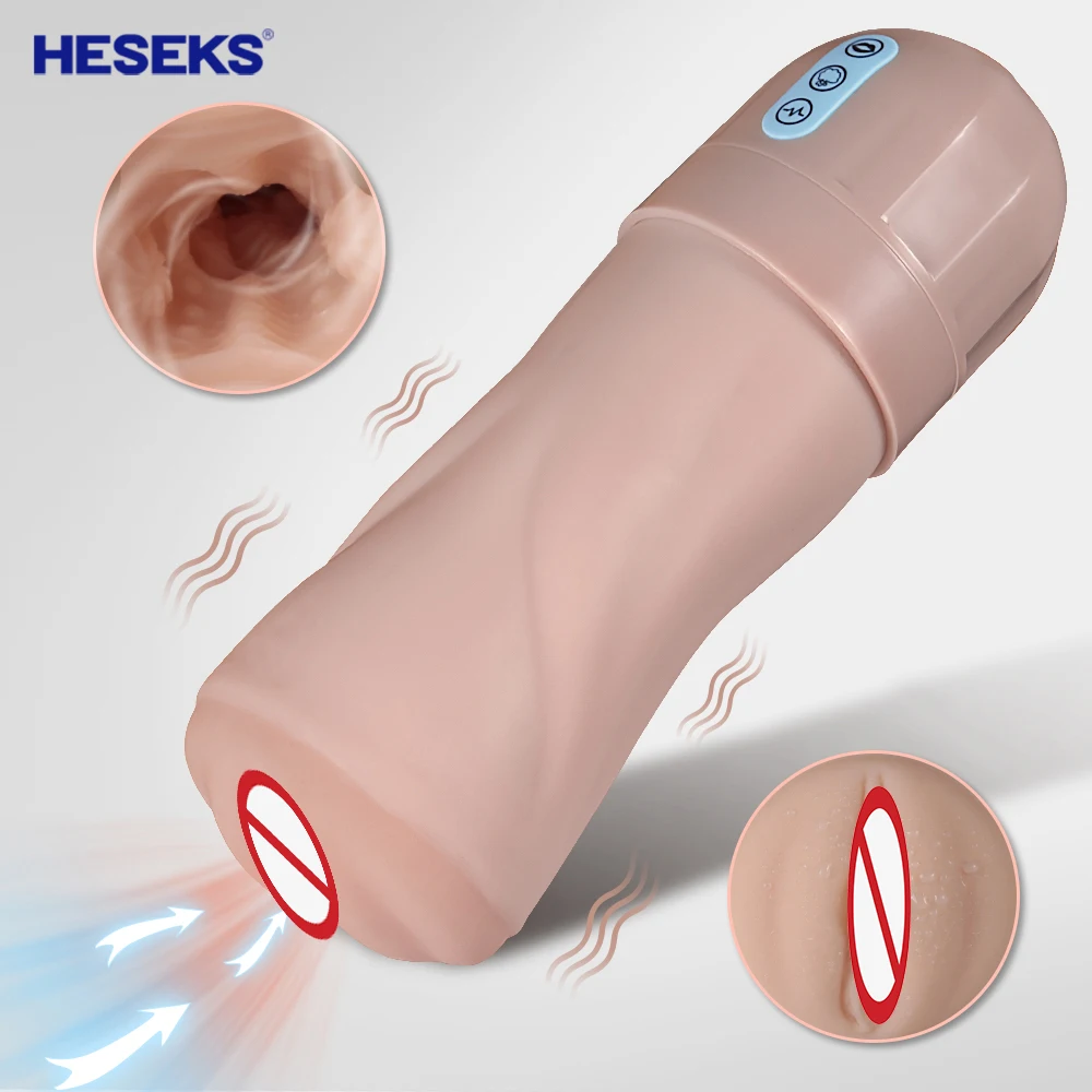 HESEKS Automatic Cleaning Male Masturbator Vibration Sucking Machine Real Vaginas Vibrator Electric Masturbation Toy For Men