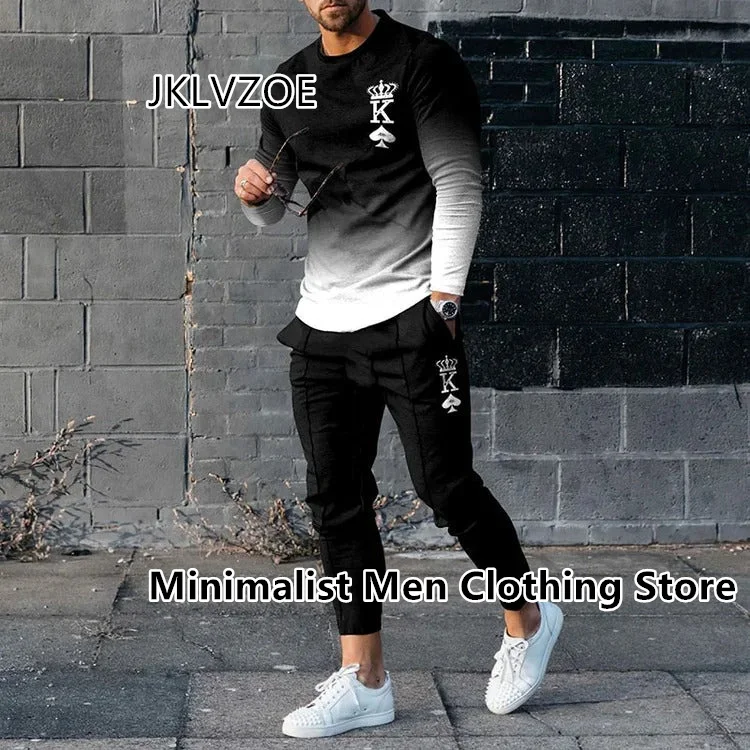 New Arrival Men Tracksuit 2 Piece Sets Luxury Long Sleeve T-Shirt＋Trousers Sports Suits Fashion Oversized Casual Men's Clothing