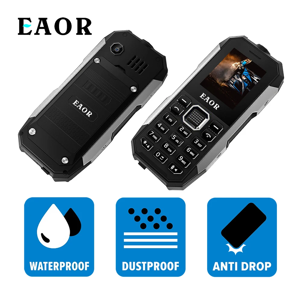 

Телефон EAOR 2G, прочный телефон, телефон с водонепроницаемой клавиатурой IP68, большой аккумулятор 3000 мАч, телефон с фонарь ком
