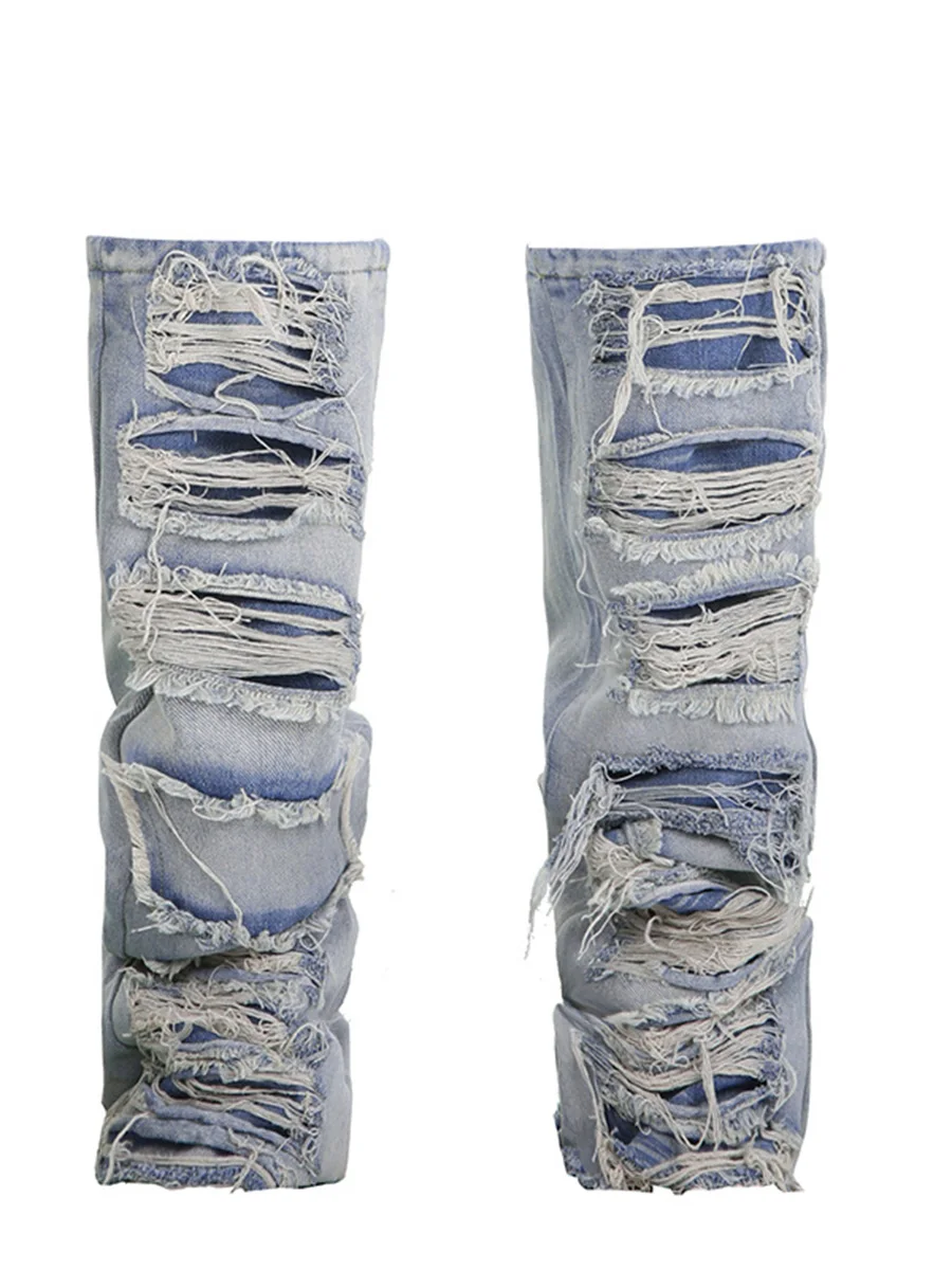 

Женские милые джинсовые гетры, носки до колен в стиле Харадзюку в стиле панк 80-х годов, носки-карго с пряжкой и застежкой-пряжкой, Джинсовые леггинсы