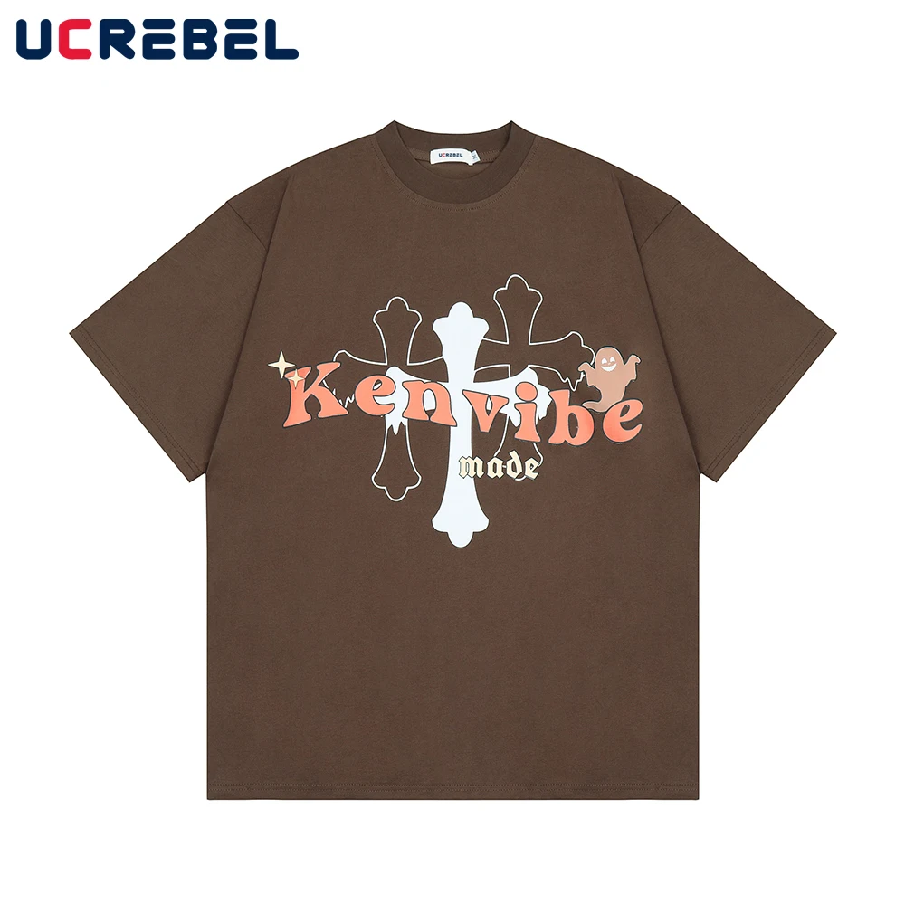 

Футболка мужская с коротким рукавом, уличная одежда с принтом Креста, повседневная хлопковая рубашка с полурукавами и круглым вырезом в сти...