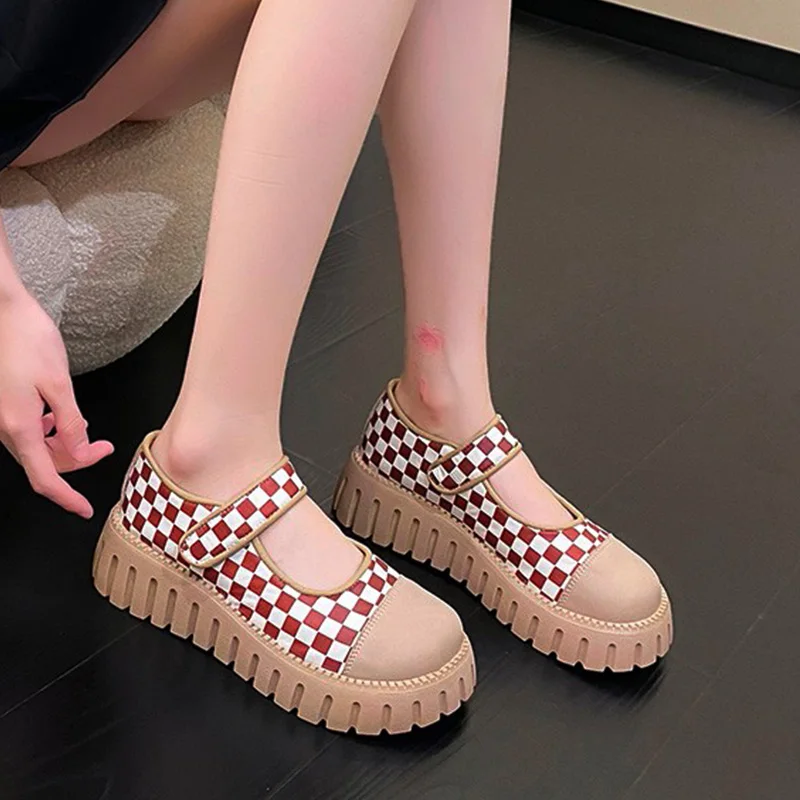 

Fad Platform Flats Women High Heels Casual Shoes Autumn New Round Toe Walking Shoes 2022 Designer Women Round Toe Pumps Shoes