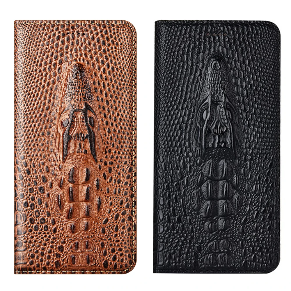 Luxury Genuine Leather Flip Phone Case For Samsung Galaxy J2 J4 Core A3 A5 A7 A6 A8 Plus A9 2018 2017 Cover Crocodile Style