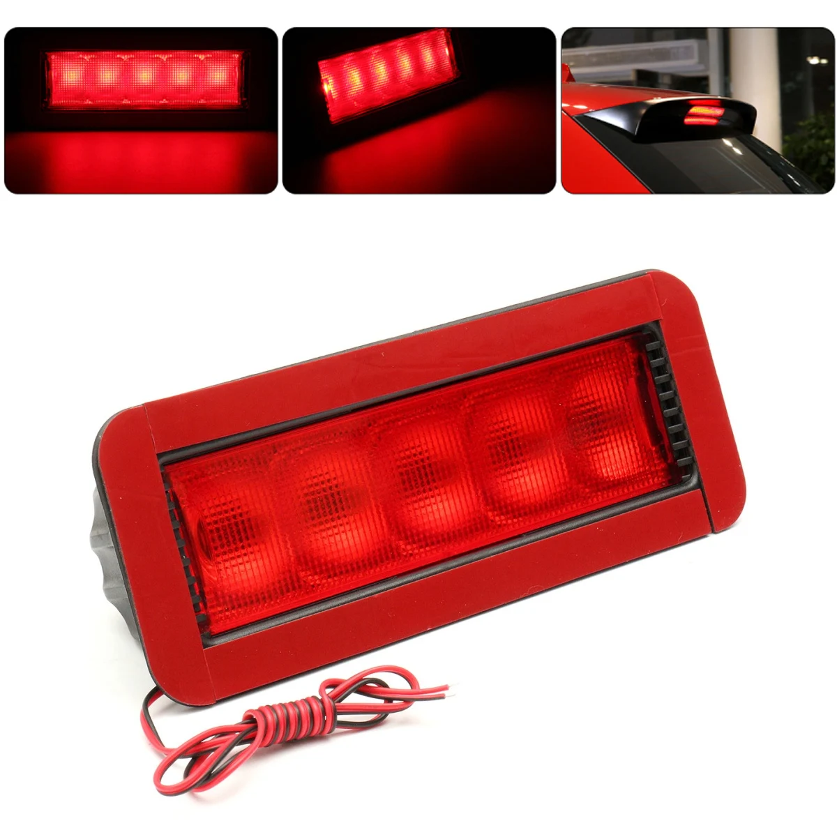 

Universal Fit 5 LED Red Rear High Mount Light Third 3RD Brake Stop Tail Warning Lamp Car Accessories 12V DC