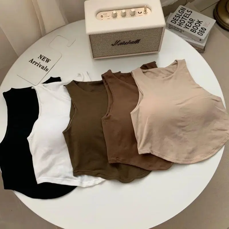 YJSFG HOUSE Белый хлопковый укороченный топ