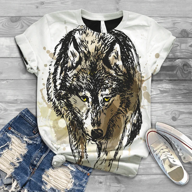 Футболка женская оверсайз с коротким рукавом пикантный топ 3D принтом собак и