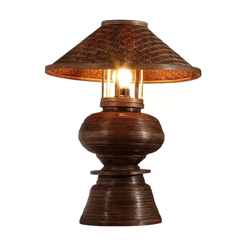 Тайская настольная лампа бамбуковая ручной работы для спальни дизайнерская